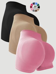 Women's Solid Color High Waist Sports Shorts, Breathable Comfortable High Stretch Shorts, Ladies Sportswear for Indoor Outdoor Wear, Workout Clothes, Gymclothes, Shorts for Summer