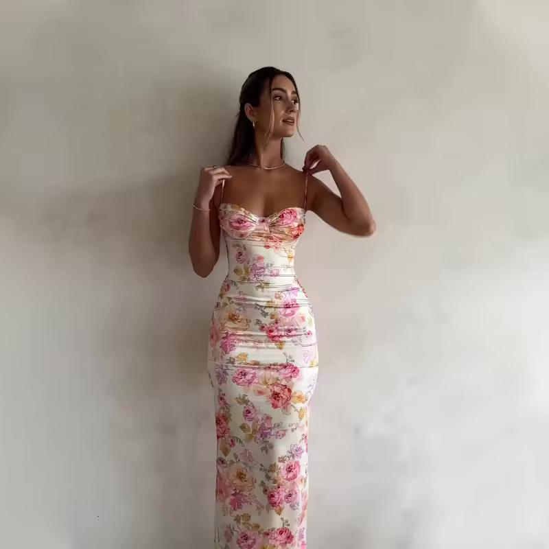 Product Introduction of Women's Slim Fit Sleeveless Floral Split Summer Dress - Comfort, Casual, Womenswear Beach Spaghetti Comfortable Day Elegance Elegant Feminine Overall 9