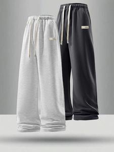 Men's Letter Label Decor Drawstring Waist Sweatpants, Casual Loose Jogger Pants for Summer, Men's Trousers for Daily Wear