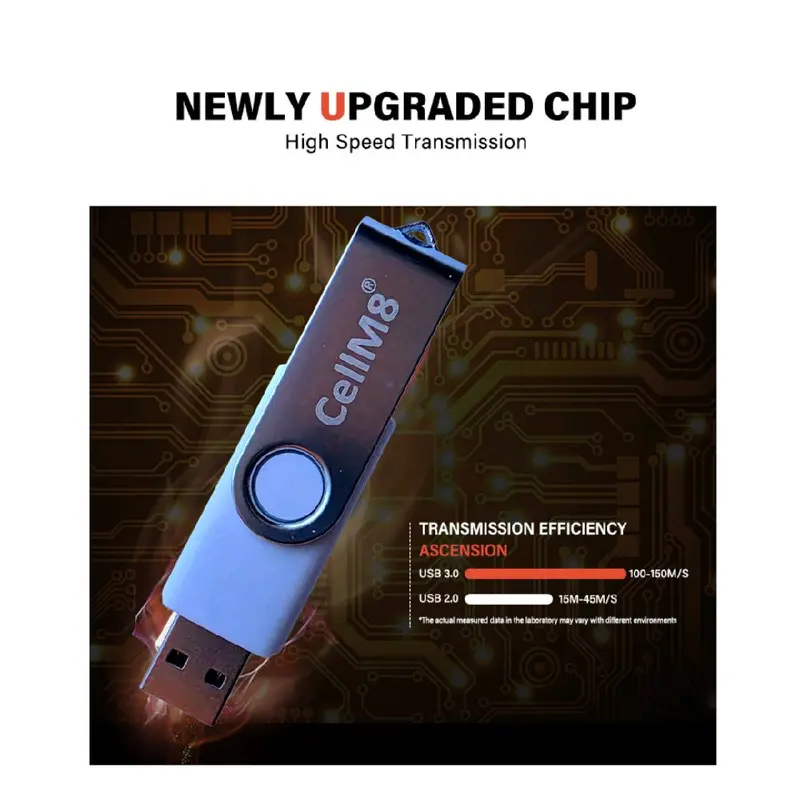 CellM8 128GB USB Flash Drive with Type-C Adapter and Key Chain - Compact Design for Versatile Storage 4