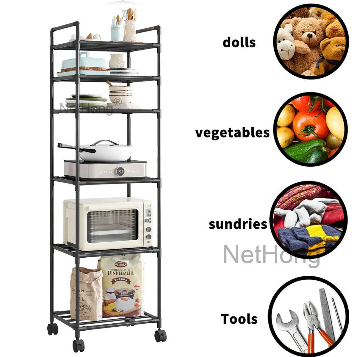 Best 6-Tier Wire Shelving - Heavy Duty Shelf - Kitchen Storage Shelves, Wire Shelving Unit Storage Rack Corner Shelf Shelving Adjustable Storage Shelf Black