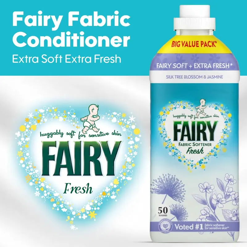 Fairy Non Bio Laundry Silk Tree Blossom & Jasmine 3Pc Bundle – 50W Fabric Conditioner, 27W Platinum Gel & 176g Scent Booster 2