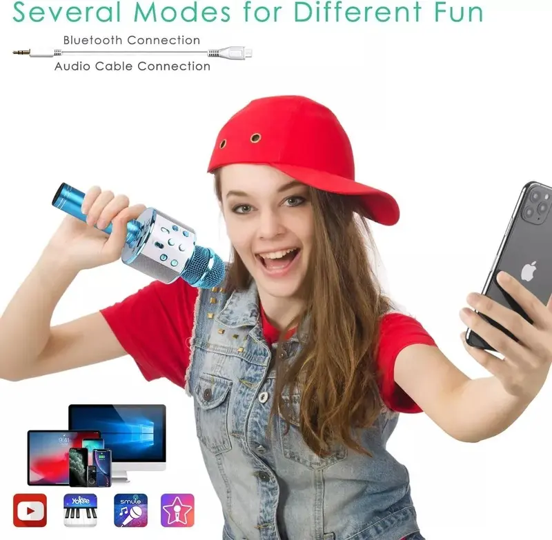 Karaoke Microphone Speaker Handheld KTV Player Mic Party Wireless Bluetooth UK 6