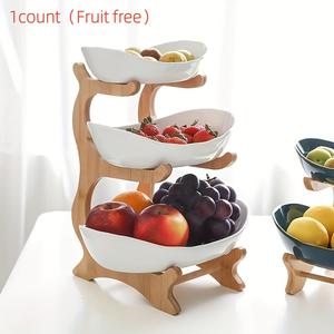 Colorful Fruit Basket Set, 2 & 3 Tier Dessert Stand with Wooden Frame, Plastic Fruit Bowl, Small Cake Holder, Cookie Plate, Candy Buffet, Display Risers Stand