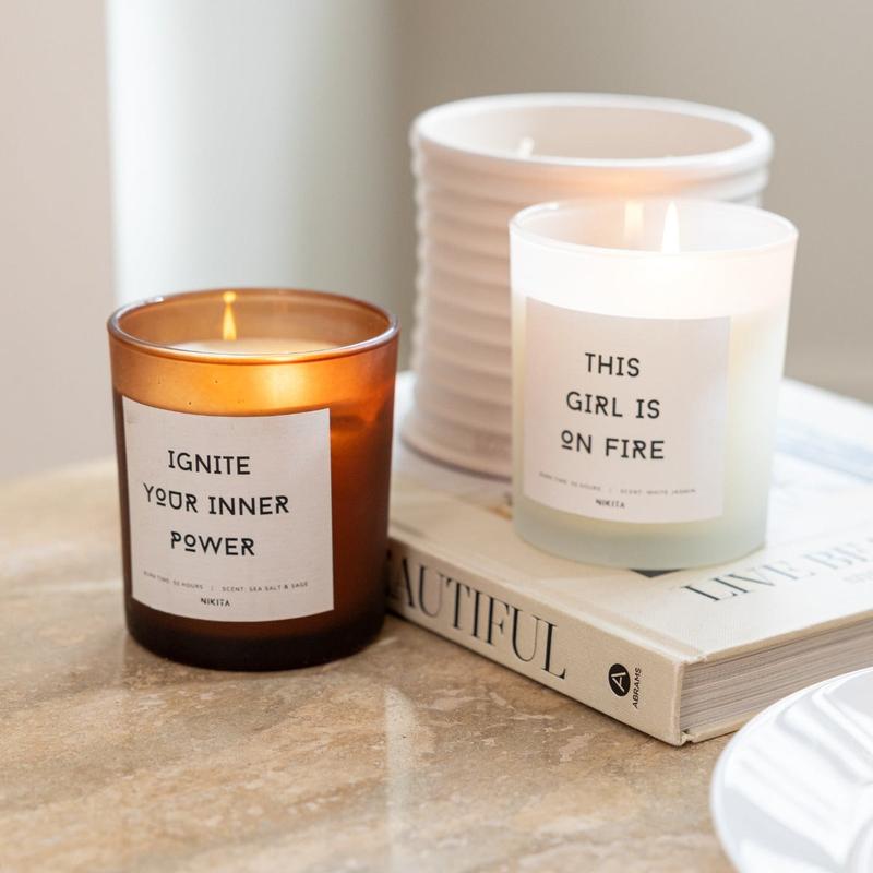 Amber Frosted Glass Empowering Candle 1