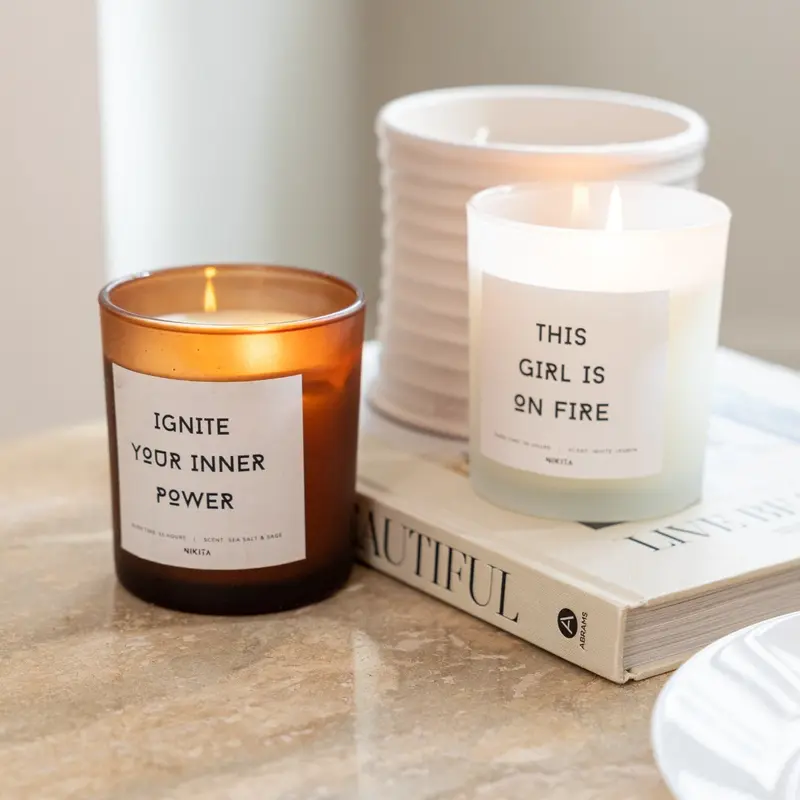 Amber Frosted Glass Empowering Candle 1