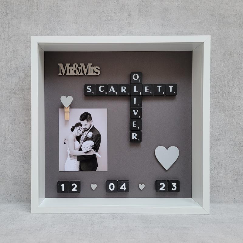 3. Love Photo Frame | Scrabble Picture | Scrabble Frame | Acrylic Frame - H27cm x W27cm x D6cm | Word Art | Personalised Handmade Gift | Any Occasion | Love Couples Relationship Valentine's Engaged Engagement Wedding Day Mr Mrs Anniversary Family New Home 3