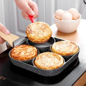 Non-stick Egg Frying Pan, 1 Count 4 Holes Skillet with Handle, Kitchen Accessories Multifunctional Frying Pan for Home Kitchen, Household Kitchen Products, Nonstick Egg Pan,  Kitchen Gadgets