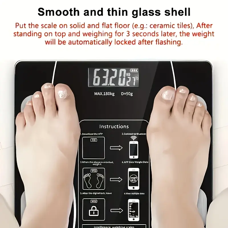 1 Smart Weight Scale with Wireless, Battery Powered Wireless Weighing Scale, Including AAA Non Rechargeable Battery, for Home And Office Use, Holiday Gift 0