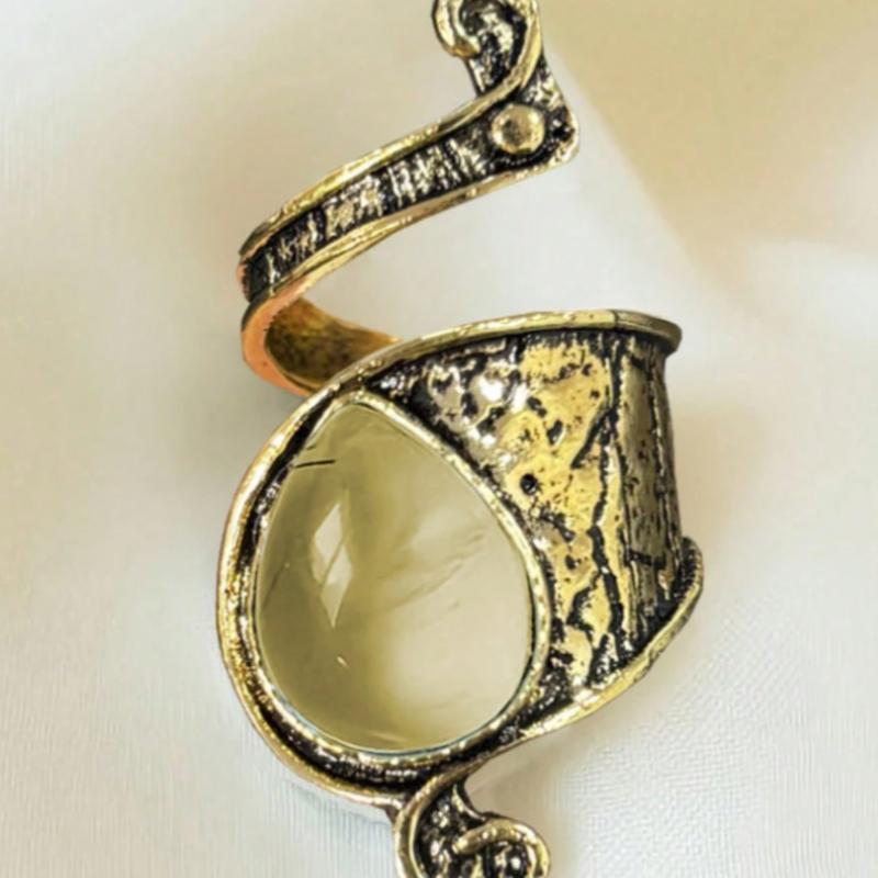 Product Introduction of vintage asymmetrical adjustable stone ring for women 9
