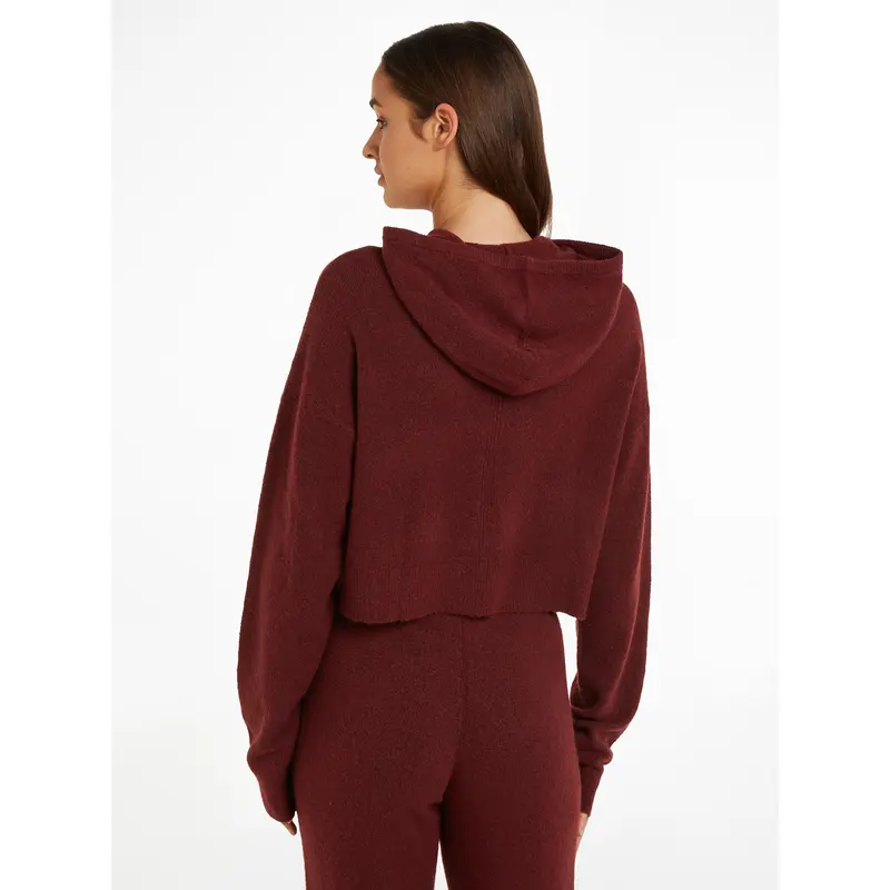 Calvin Klein Womens Hooded Sweater Tawny Port Red Loungewear/Nightwear 1