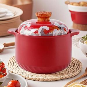 Chinese Style Ceramic Casserole with Lid, Heat-resistant Stockpot for Soups, Porridges, Clay Pot Rice, Hot Pots, Easy to Clean, Perfect for Home Use