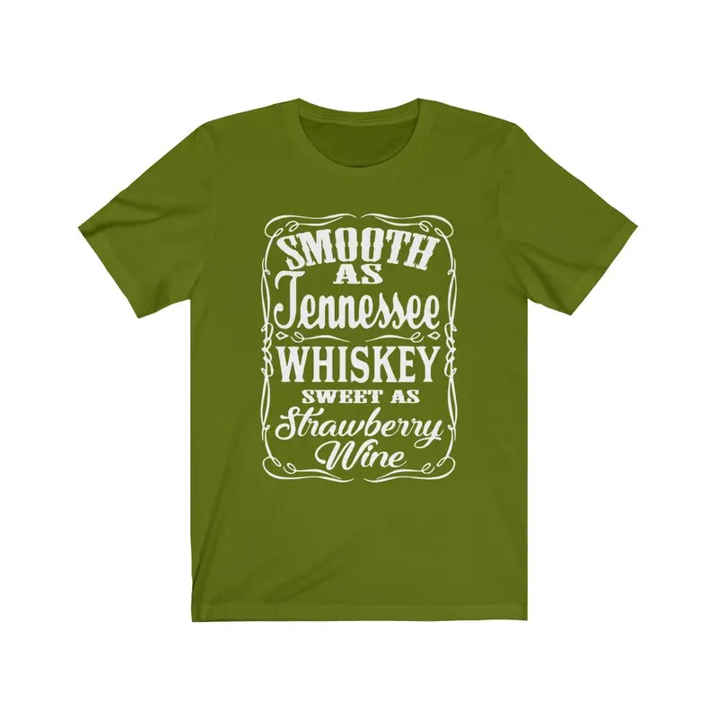 Smooth As Whiskey, Sweet as Strawberry Wine T-Shirt - Unisex Classic Tee in 100% Cotton - Bottom 1