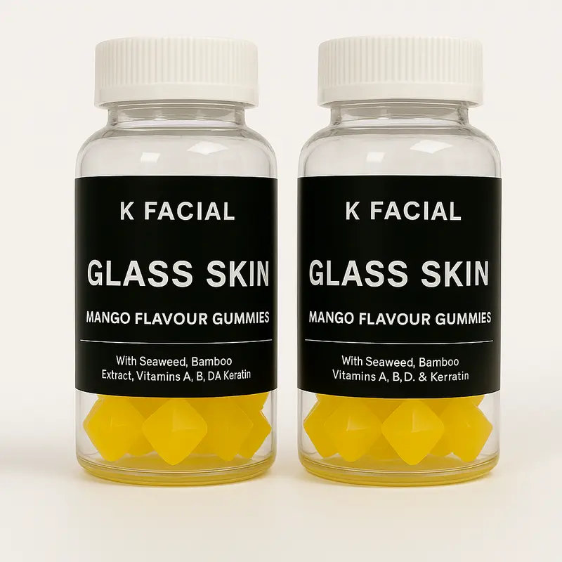 K Facial Glass Skin Vegan Collagen Gummies for Healthy Hair, Skin & Nails made with Seaweed Collagen - Mango Flavour 0