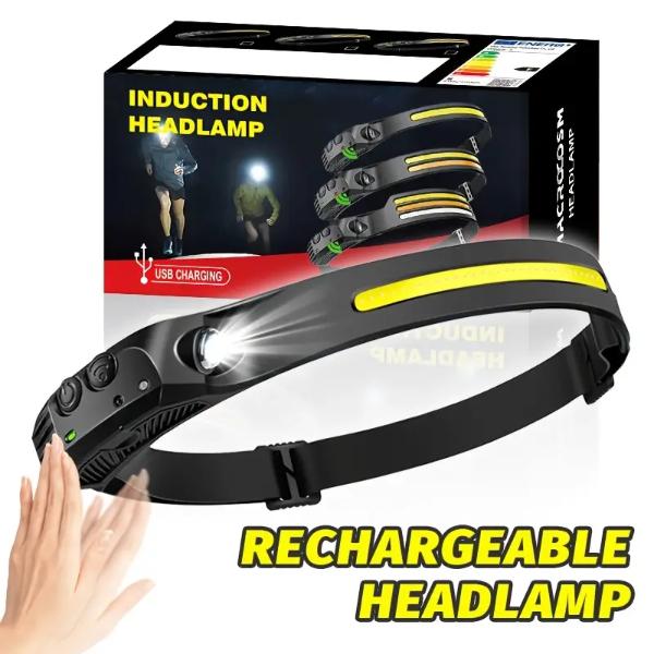 Rechargeable Headlamp, Led Light, Rechargeable 230 Wide Head Lamp with Motion Sensor for Adults,Outdoor Night Running & Car Reparing, 230 Degree Wide Beam Headlights 1