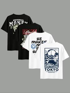 Men's Letter Print Round Neck Tee, Loose Casual Short Sleeve T-shirt for Summer, Men's Top for Daily Wear