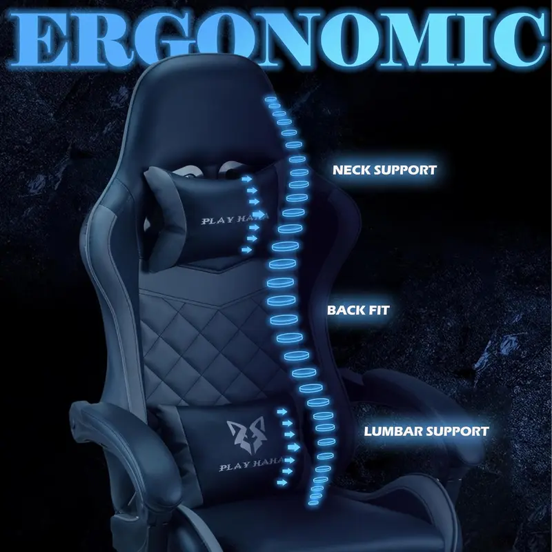 Gaming chair Office chair Swivel chair Computer chair Work chair Desk chair Ergonomic Chair Racing chair Leather chair Video game chairs (Grey,lumbar pad) 6
