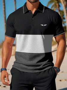 Men's Regular Fit Eagle Print Polo Shirt, Casual Short Sleeve Half Zip Up Collared Top for Summer, Fashion Men's Clothes for Daily Wear, Tropical