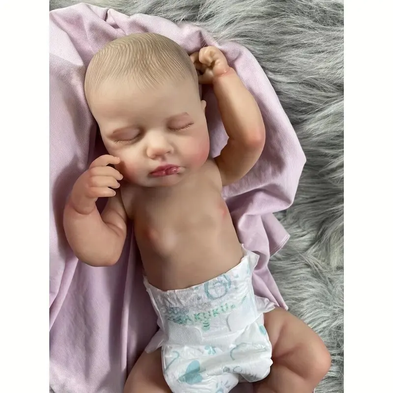 22 Inch Sleeping Art Reborn Baby Doll 55cm Soft Touch Silicone Newborn Baby Toy With 3D Painted Skin And Hand Painted Visible Veins Birthday Gift For Children Easter Gift 2