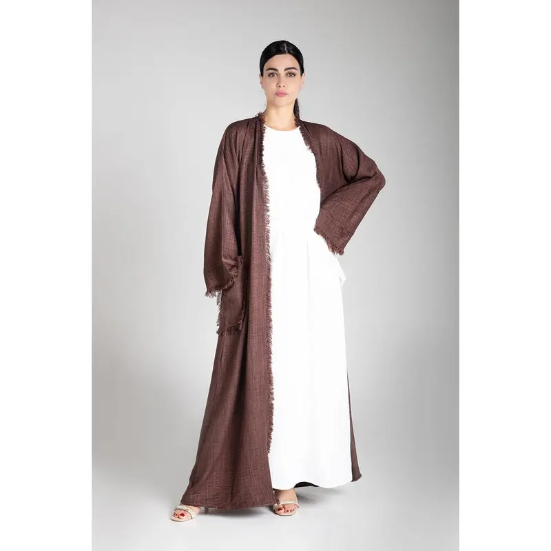 Pastel Brown Linen Kimono 1