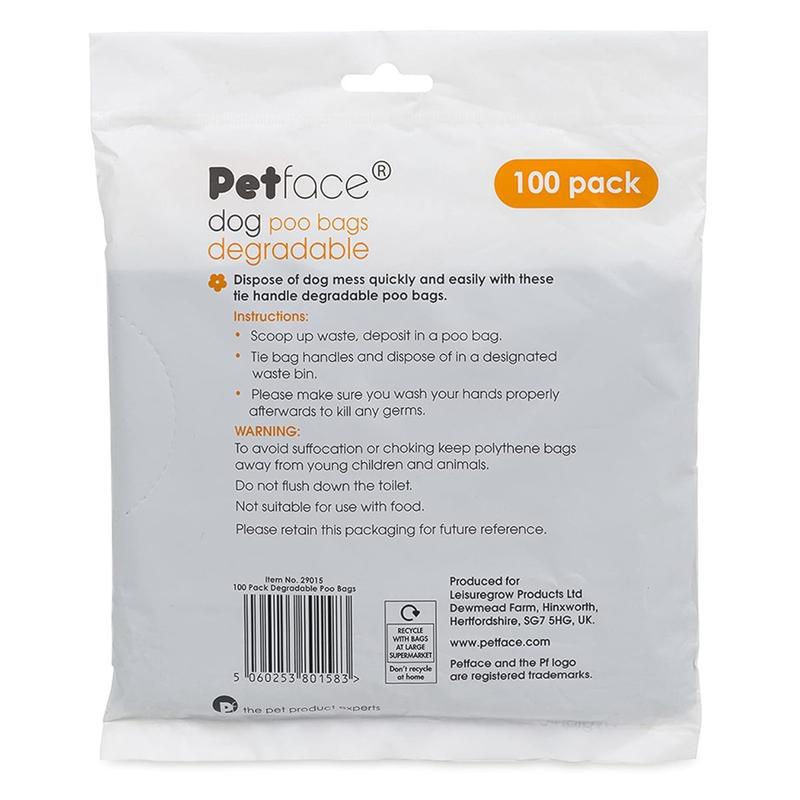 Petface No Mess Degradable Poop Bags With Tie Handles (Pack of 100) 3