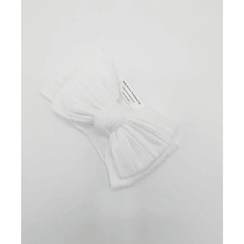White Cable Knit Larger Bow Headband 4