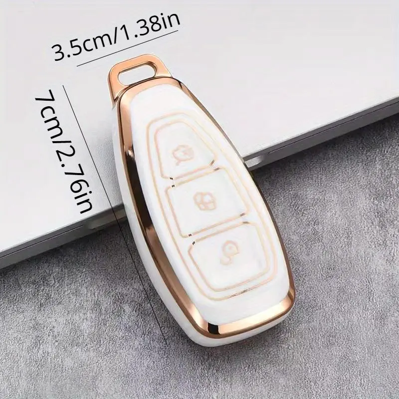 Premium TPU For Ford Focus, Mondeo, Fiesta, Fusion, Kuga, Ecosport Compatible Car Key Fob Cover with Keychain - Protective Remote Case Holder 8