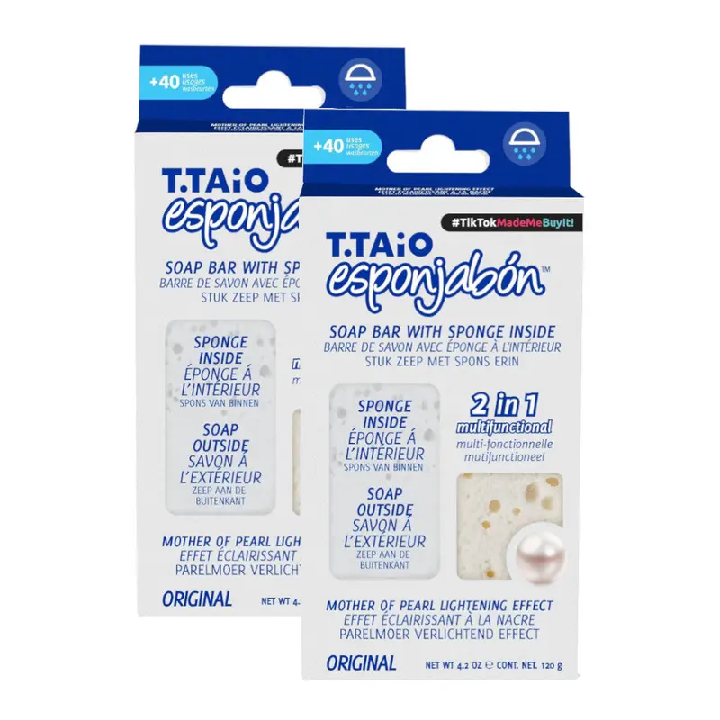 T.TAiO Esponjabon Mother Of Pearl Soap Sponge For Face & Body (2 Pack) 0