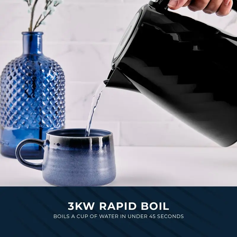 Swan Windsor Black 1.7L 3KW Kettle, 2 Slice Toaster & 800W 20L Digital Microwave Matching Set 6