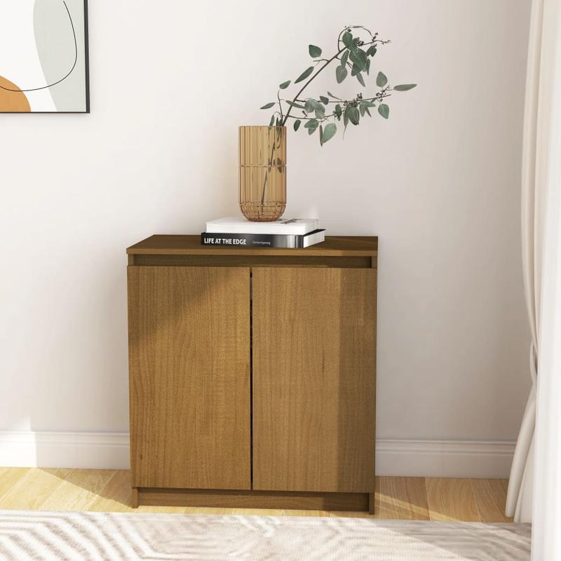 Solid Pine Side Cabinet in Honey Brown, 60 x 36 x 65 cm - Compact and Stylish Storage Solution 0