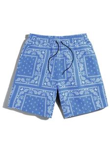 Men's Paisley Print Drawstring Waist Shorts, Summer Clothes, Casual Loose Pocket Elastic Waist Straight Leg Shorts for Summer, Men's Bottoms for Daily Wear