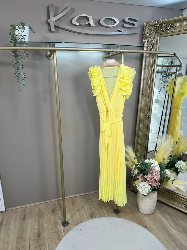 "Kaelira" Ruffle Sleeve Pleated Belted Maxi Dress – 13 Colours | Sizes M–3XL (UK 8–22) Womenswear Summer Comfort 1