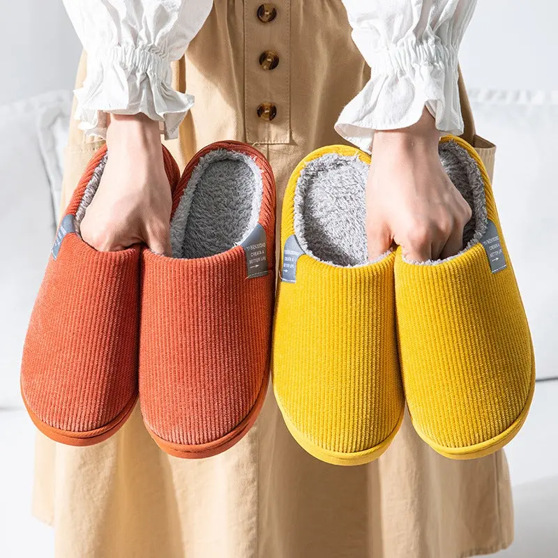 Cotton slippers women's winter non-slip plus velvet warm confinement slippers indoor home men's cute plush cotton slippers winter Girl Footwear 6