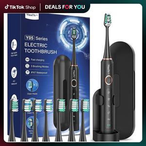 YTEATH PRO Adult Electric Toothbrush with 8 Brush Heads and 5 Modes 90 Days of Use Toothbrush Kit Teeth Plaque Remover Battery r zigzag toothbrush cordless teeth cleaner soft toothbrush 6 brush heads light green cleansing dental cleaner