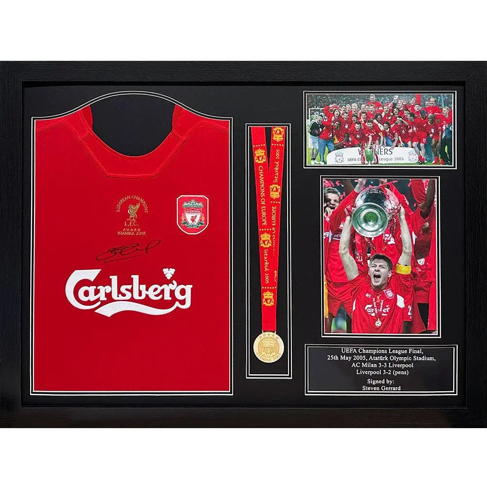 Liverpool FC 2005 Gerrard Signed Shirt & Medal