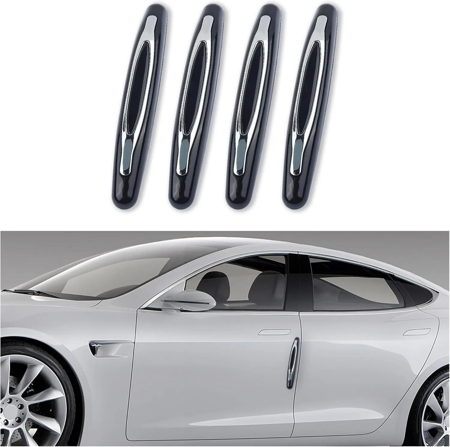 4PCS Car Door Edge Guards,Anti-Scratch Car Door Protector Trim Strip with Self Adhesive for Car Decor,Universal Exterior Car Accessories Door Guards for Cars Trucks SUVs (Black)