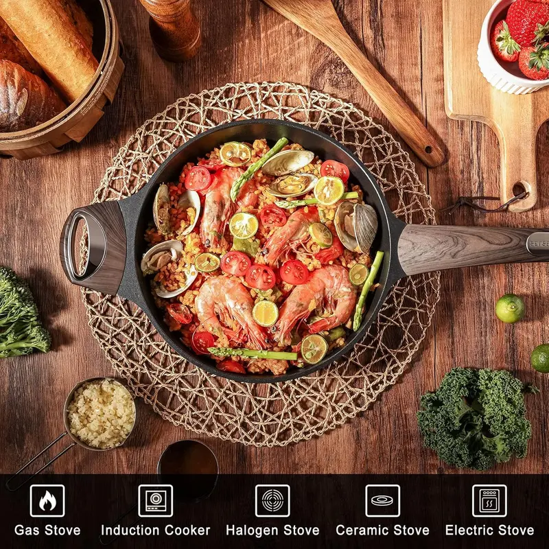 SENSARTE 30cm Deep Nonstick Frying Pan,4.7L Saute Pan with Lid, Large Skillet, Nonstick Cookware, Induction Compatible, PFOA Free, for All Stove Tops 8