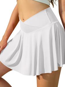 Women's Solid Color Sports Skort, Casual Comfy Breathable Skort for Tennis Golf, Ladies Sportswear for All Seasons