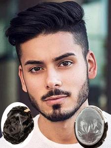 Men's Human Hair Toupee, Natural Looking Hair Replacement System for Men, Breathable Comfortable Hair Piece for Daily Use