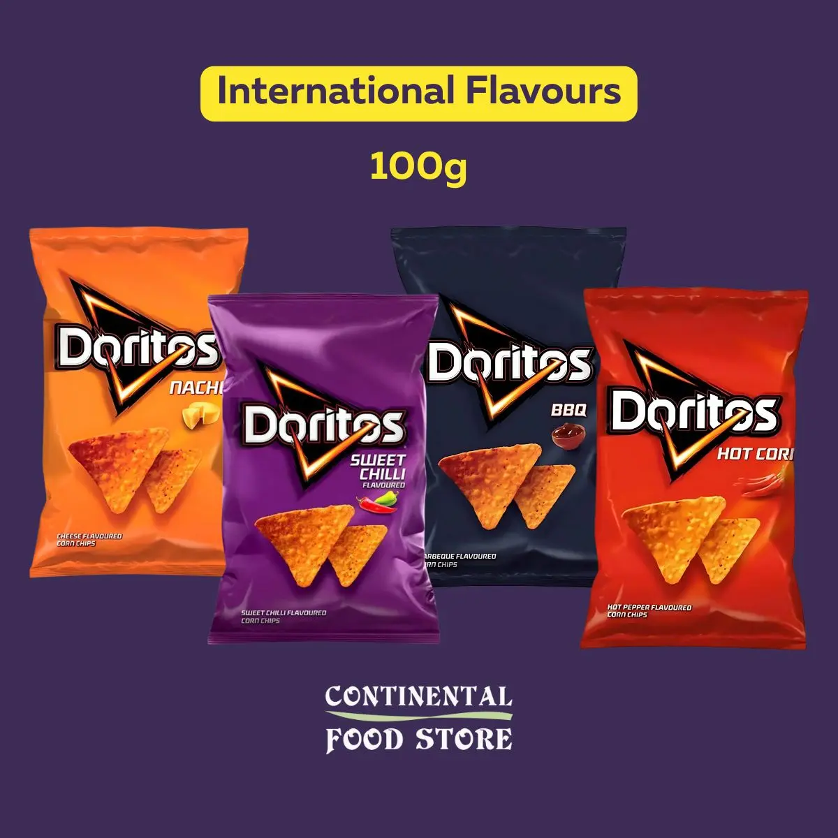 Doritos Corn Chips International Flavours - 100g slabs crisps snacks
