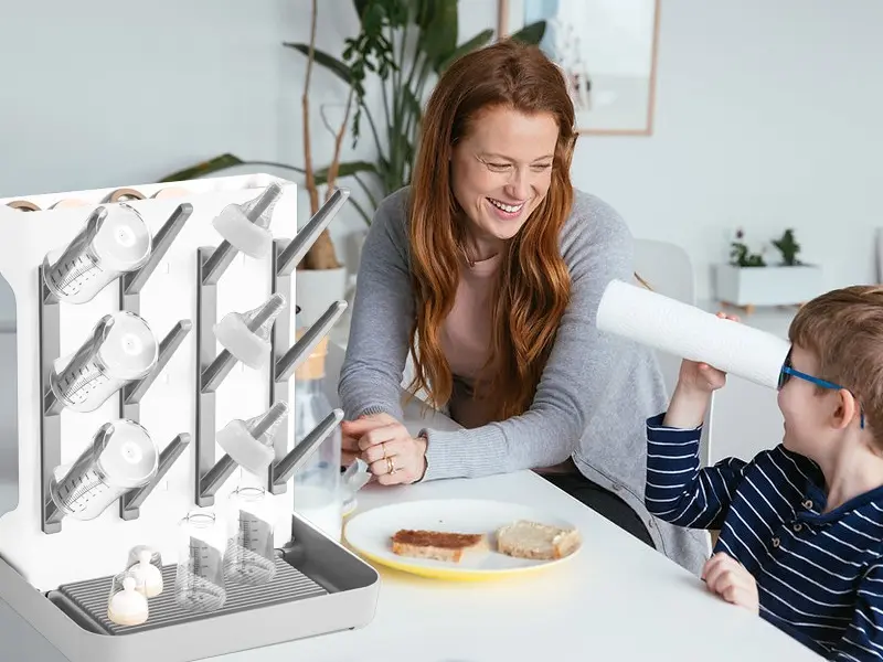Baby Bottle Drying Rack – 3-Tier Vertical Design with Detachable Drip Tray, Quick Drying for Baby Bottles and Pump Part Cleaning 7