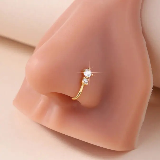 1 Piece Of Personality Simple U-Shaped Nose Clip Shiny Cz Water Drop Design Cubic Zirconia Nose Ring Women'S Non-Perforated Nose Clip Jewelry Golden
