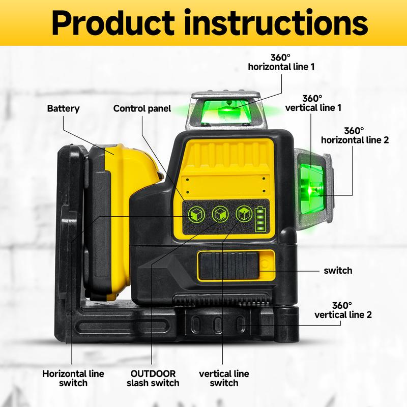 12 Lines 3 Sides 360 Â° Vertical Laser Level with Green Light 4