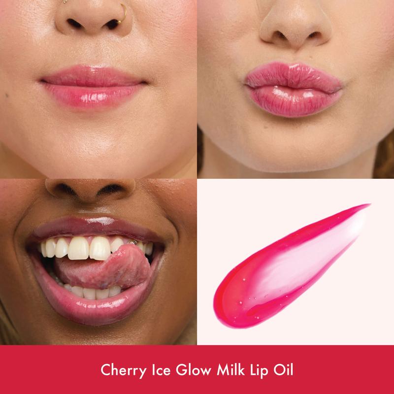 Glow Milk Lip Oil Set of 3 Shades - with Key Chain - Non-Sticky, Moisturising Formula with Jojoba Oil - The Beauty Crop 4