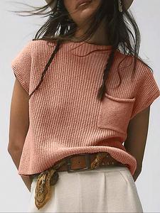 Women's Plain Pocket Mock Neck Sweater Vest, Casual Solid Sleeveless Knit Top for Spring & Fall, Ladies Clothes for Daily Wear