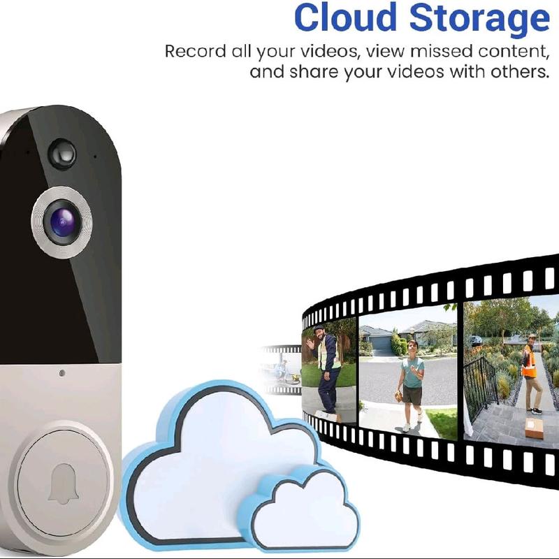 1080P Video Doorbell Camera Wireless, Live View, 2-Way Talk, Night Vision, Included Ring Chime, Cloud Storage, 2.4Ghz WiFi Only, Indoor Surveillance, Real-Time Alert 4
