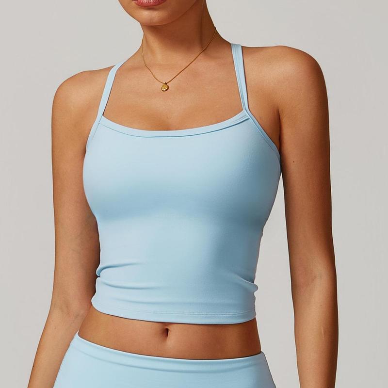 Women's Solid Backless Sports Cami Top, Quick Drying Breathable Sports Cami Top, Gym Clothes, Running Vest, Ladies Sportswear for Indoor Outdoor Wear 6