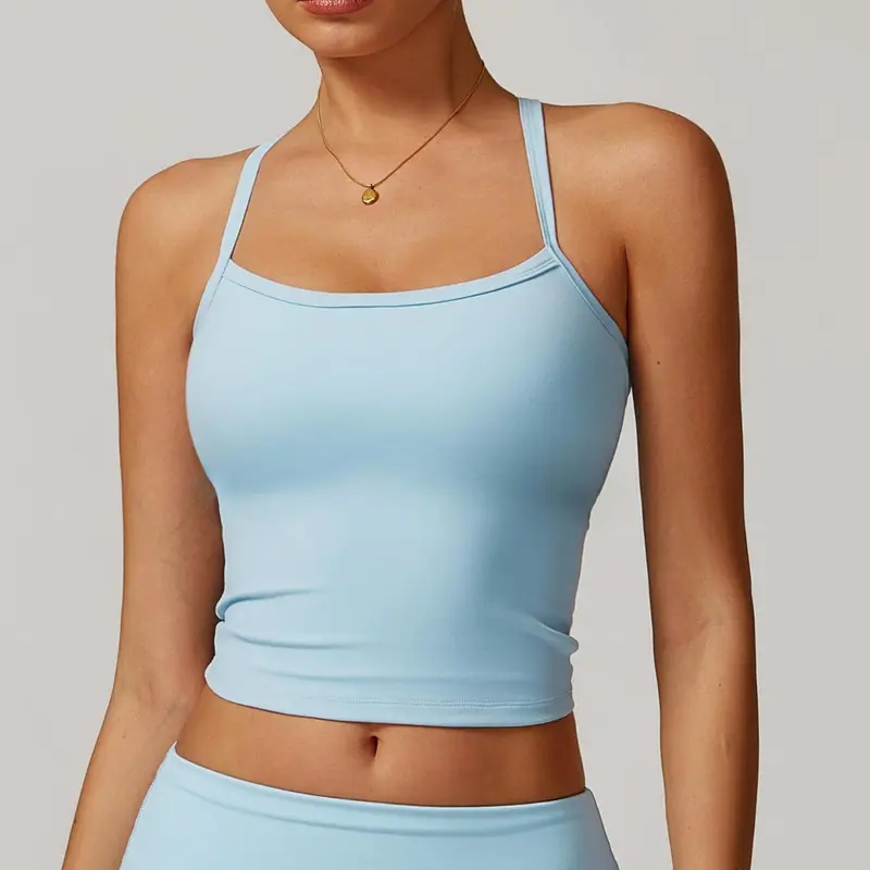 Women's Solid Backless Sports Cami Top, Quick Drying Breathable Sports Cami Top, Gym Clothes, Running Vest, Ladies Sportswear for Indoor Outdoor Wear 6