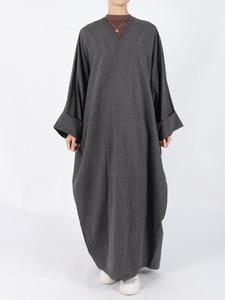 Women's Solid Color Abaya, Casual Long Sleeve Open Front Long Sleeve Outerwear for Daily Wear, Women's Islamic Clothing for Fall & Winter