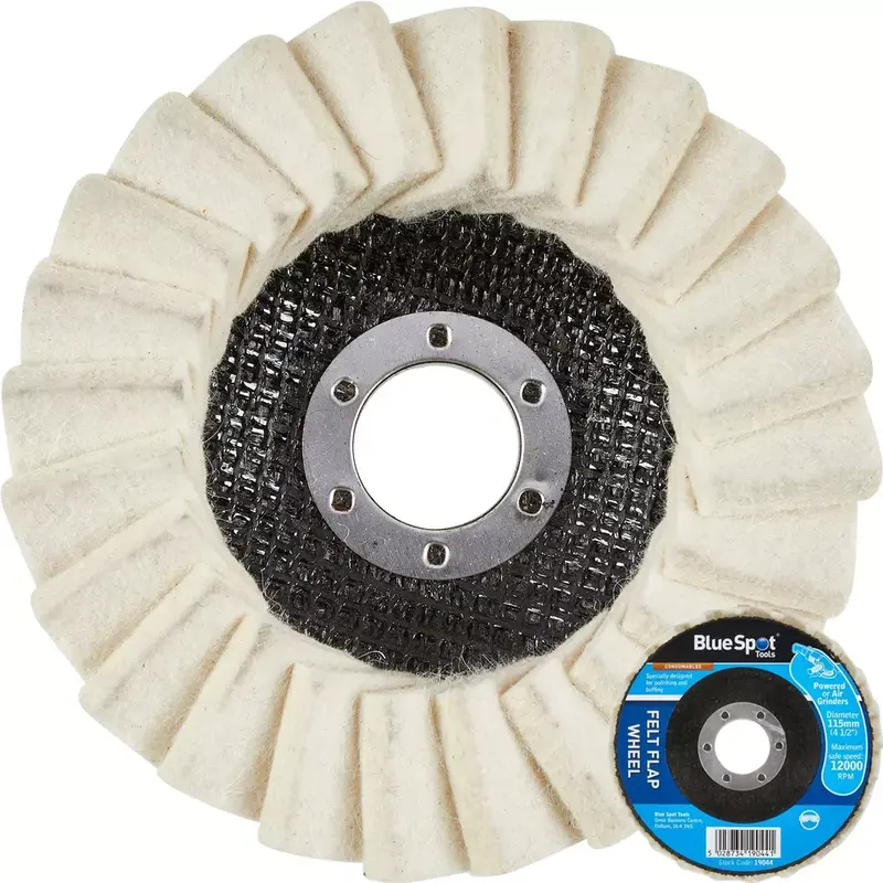 BlueSpot Flap Felt Disc Polishing Angle Grinder Buffing Wheel Metal 115mm 4 1/2" 2
